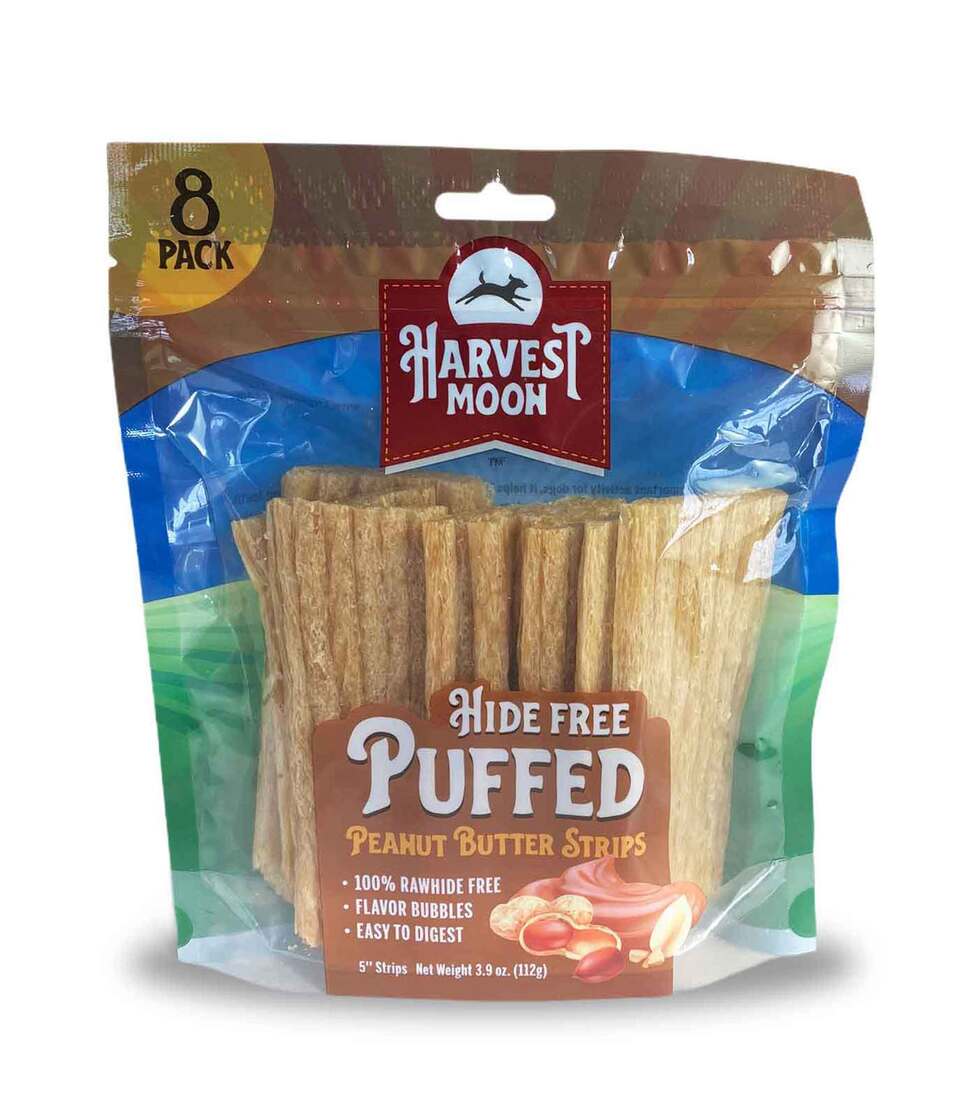 Harvest Moon Hide Free Peanut Butter Puffed Chips Dog Treats, 8 Count