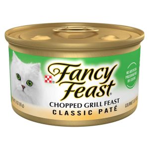 Purina Fancy Feast Wet Cat Food, Adult Grain Free Classic Pate Chopped Grill Feast, 3 Ounces