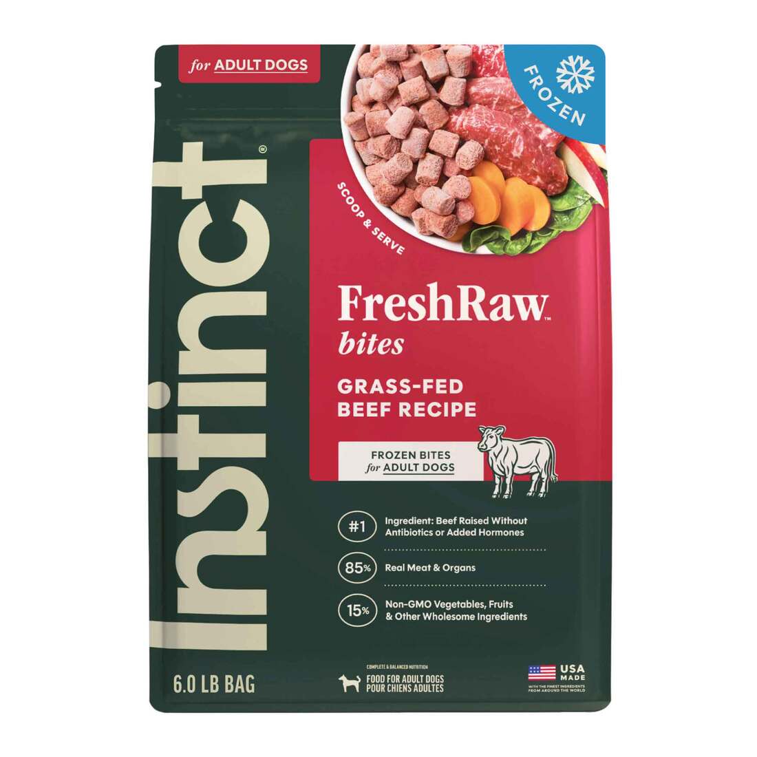Instinct Frozen Raw Bites Grain-Free Real Beef Recipe Dog Food - Not Available for Delivery