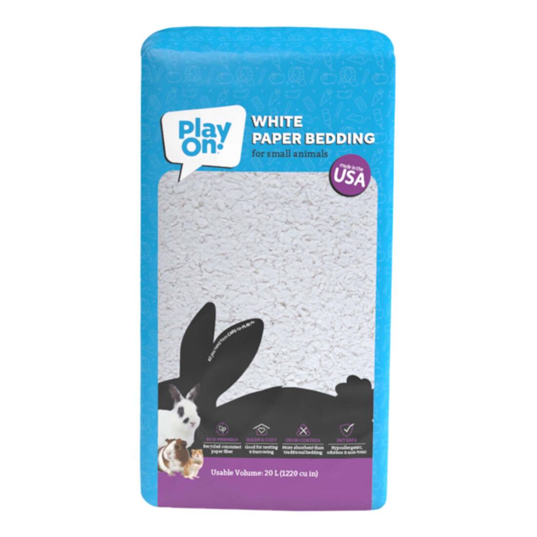 Play On Small Animal Paper Bedding, White 20 Liters