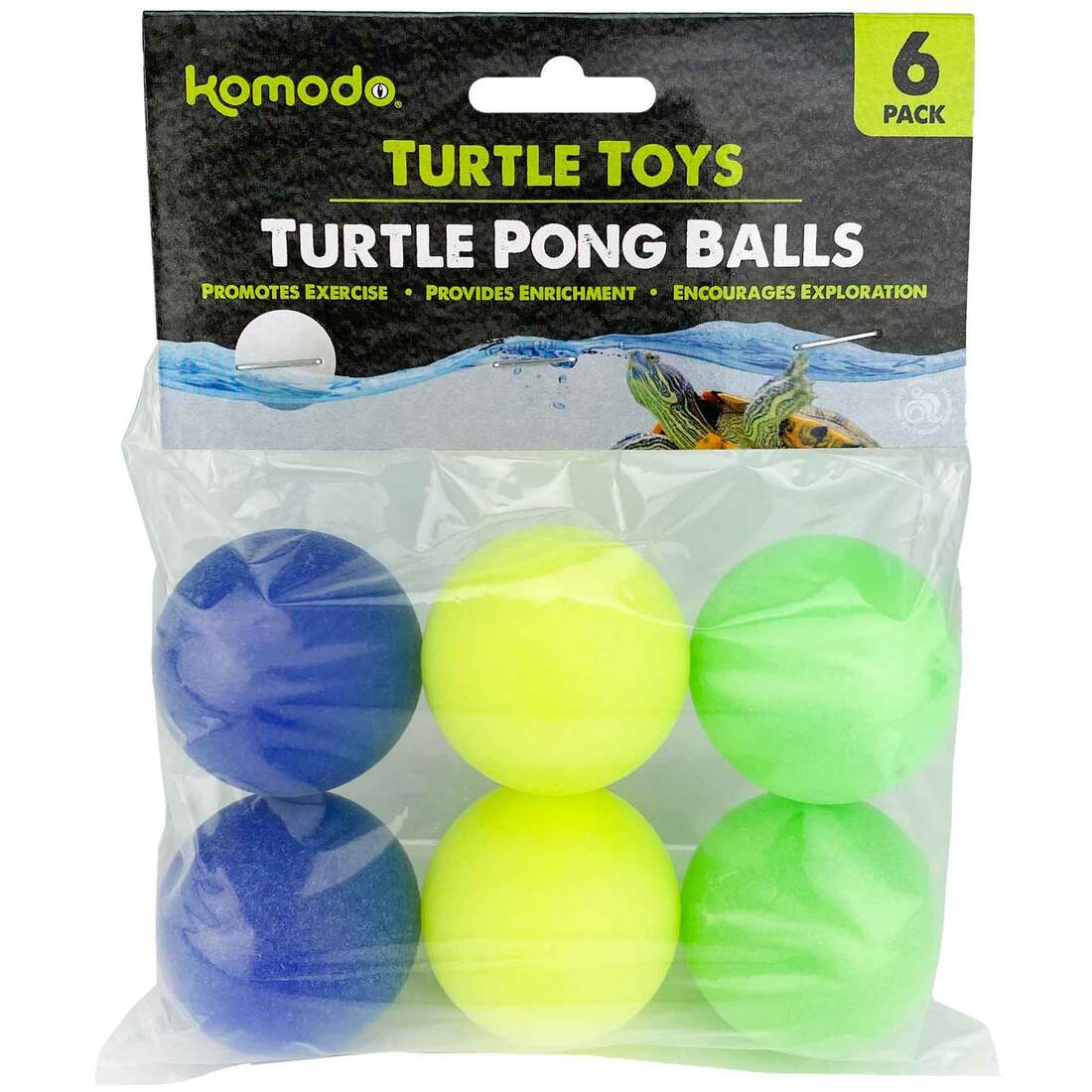 Komodo Turtle Pong Balls, Assorted, 6 Count
