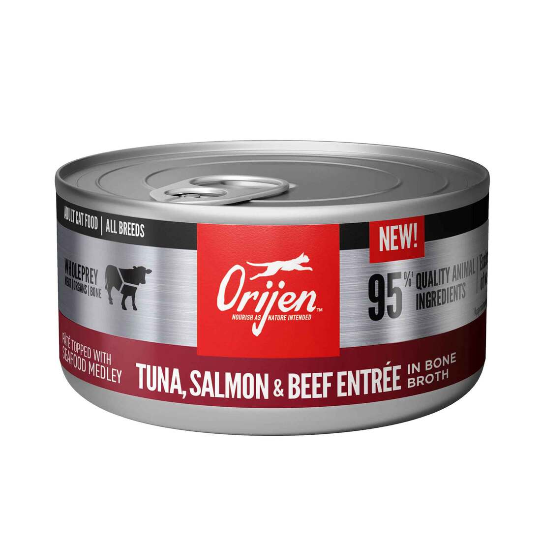 ORIJEN? Wet Cat Food, Adult Tuna Salmon and Beef Pate and Shreds in Broth, 3 Ounces