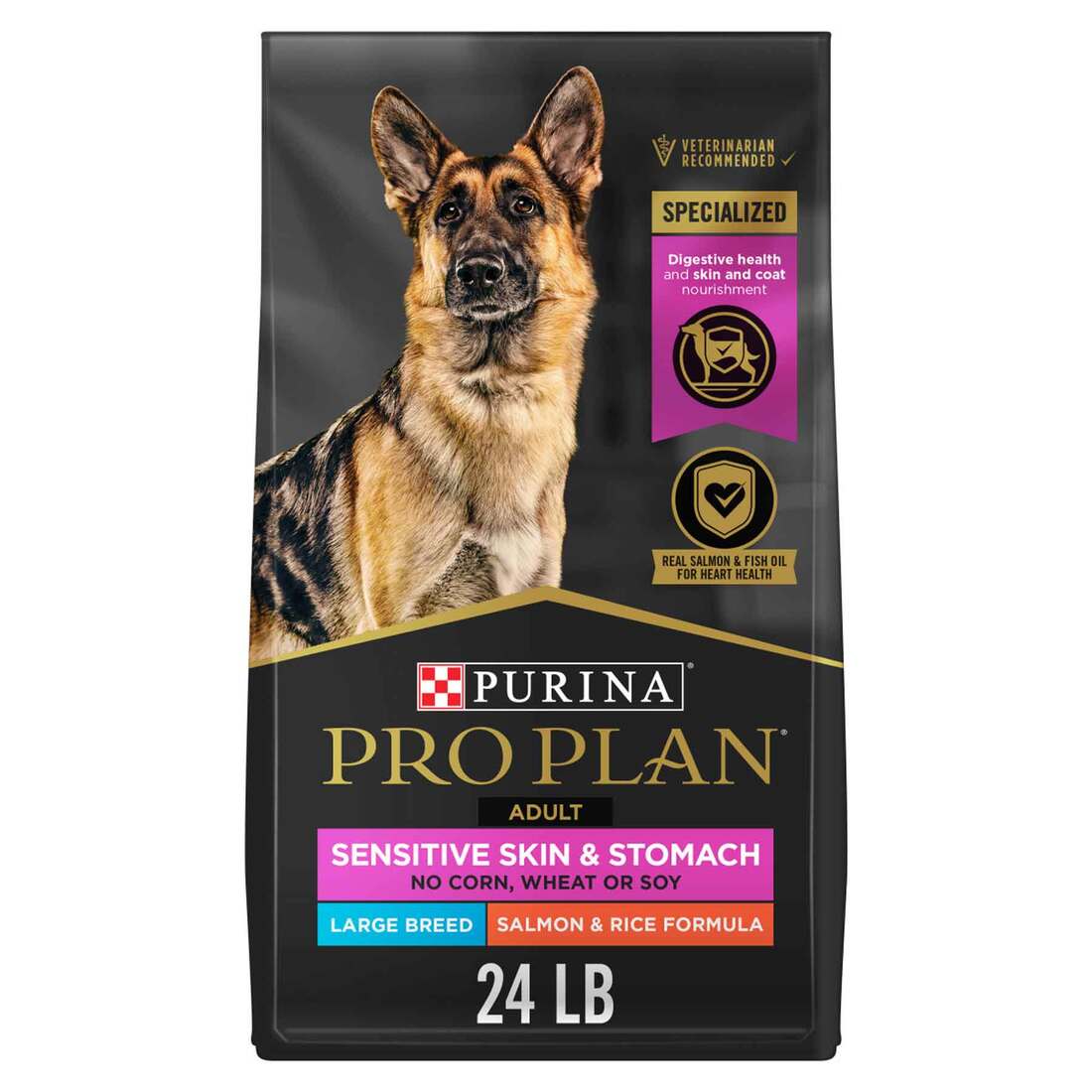 Purina Pro Plan Sensitive Skin and Stomach Large Breed Dry Dog Food, Salmon and Rice Formula - 24 Po