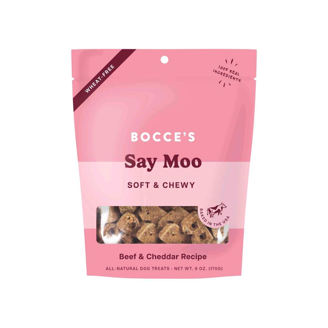Bocces Bakery Say Moo Soft & Chewy Dog Treats, 6 Ounces