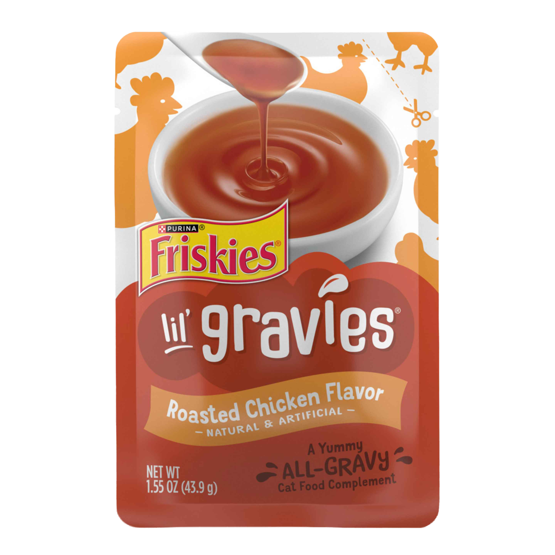 Purina Friskies Lil' Gravies Roasted Chicken Flavor Cat Food Lickable Cat Treats - 1.55 Ounce Pouch