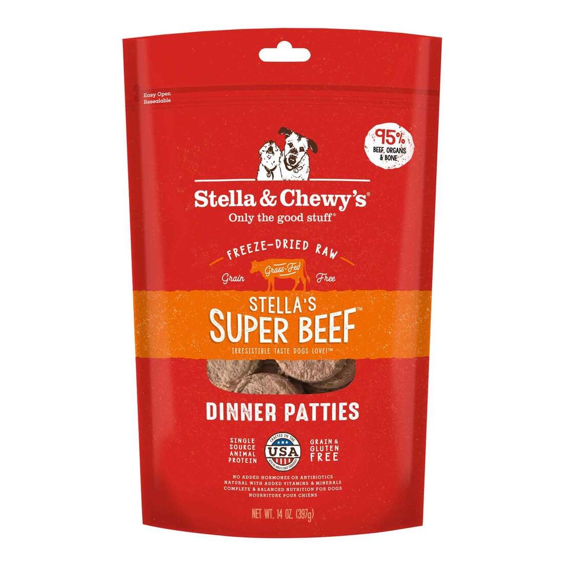 Stella & Chewy's Dog Freeze-Dried Raw, Super Beef Dinner Patties, 14 Ounces