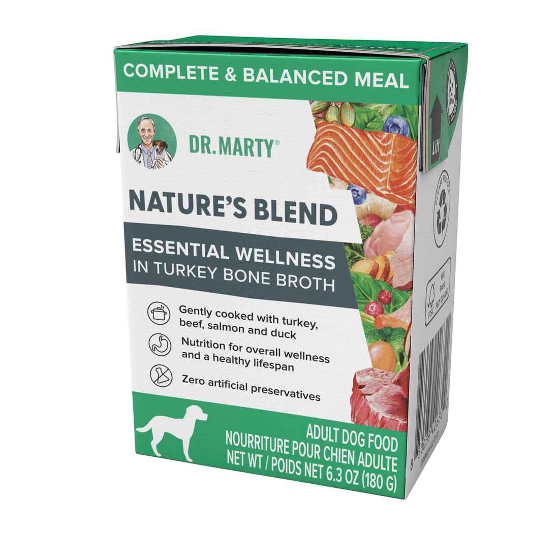 Dr Marty Nature's Blend Essential Wellness in Turkey Bone Broth Wet Dog Food, 6.3 Ounces