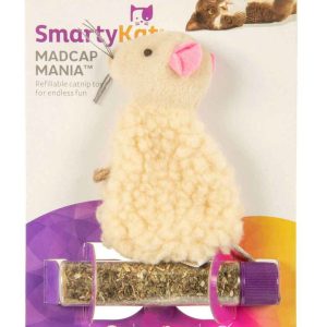 SmartyKat Madcap Mania Mouse, Refillable Plush Catnip Cat Toy with Catnip Tube