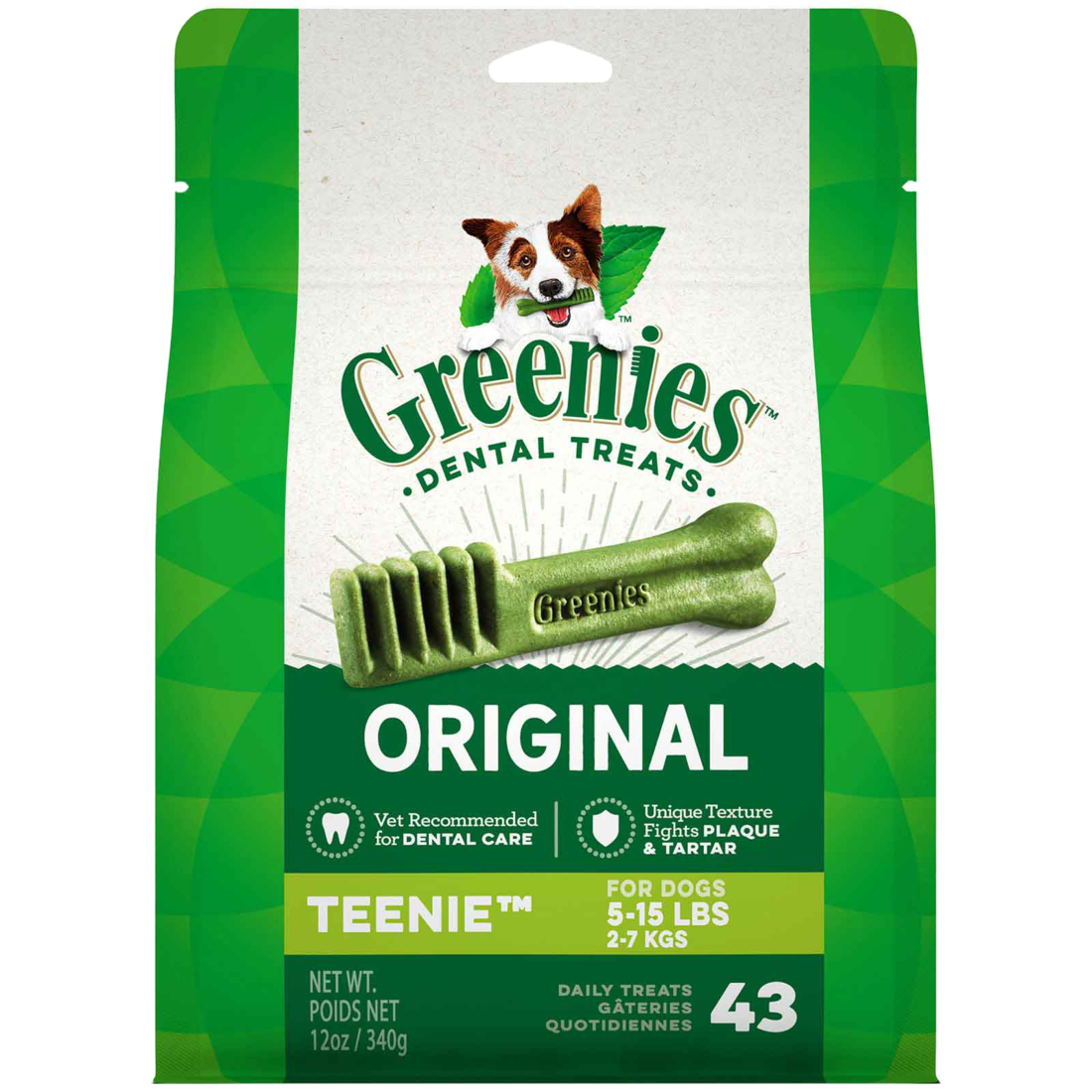 GREENIES Original TEENIE Natural Dental Care Dog Treats, 12 Ounce Pack (43 Treats)
