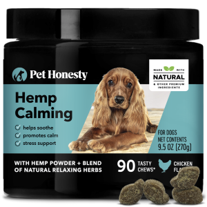 Pet Honesty Hemp Calming Supplement for Dogs, Chicken Flavor, 90 Chews