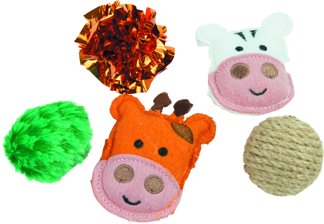 Play On Cat Toy Catnip Plush Jungle Friends, 5 Pack