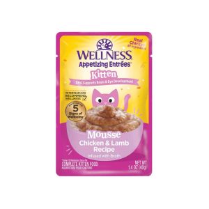Wellness Appetizing Entrées Kitten Mousse Grain Free Wet Food, Chicken & Lamb Recipe, 1.4 Ounces Pou
