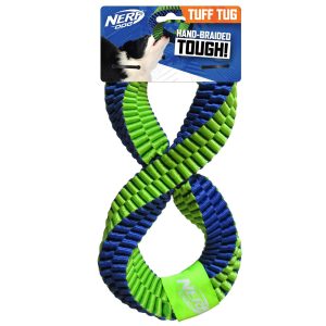Nerf Squeaker Bird Twist Tough Tug Dog Toy, Nylon, Blue/Green, 12 Inches
