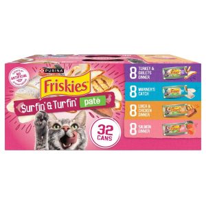 Purina Friskies Surfin' and Turfin' Favorites Pate Wet Cat Food Variety Pack - (32) 5.5 Ounce Cans
