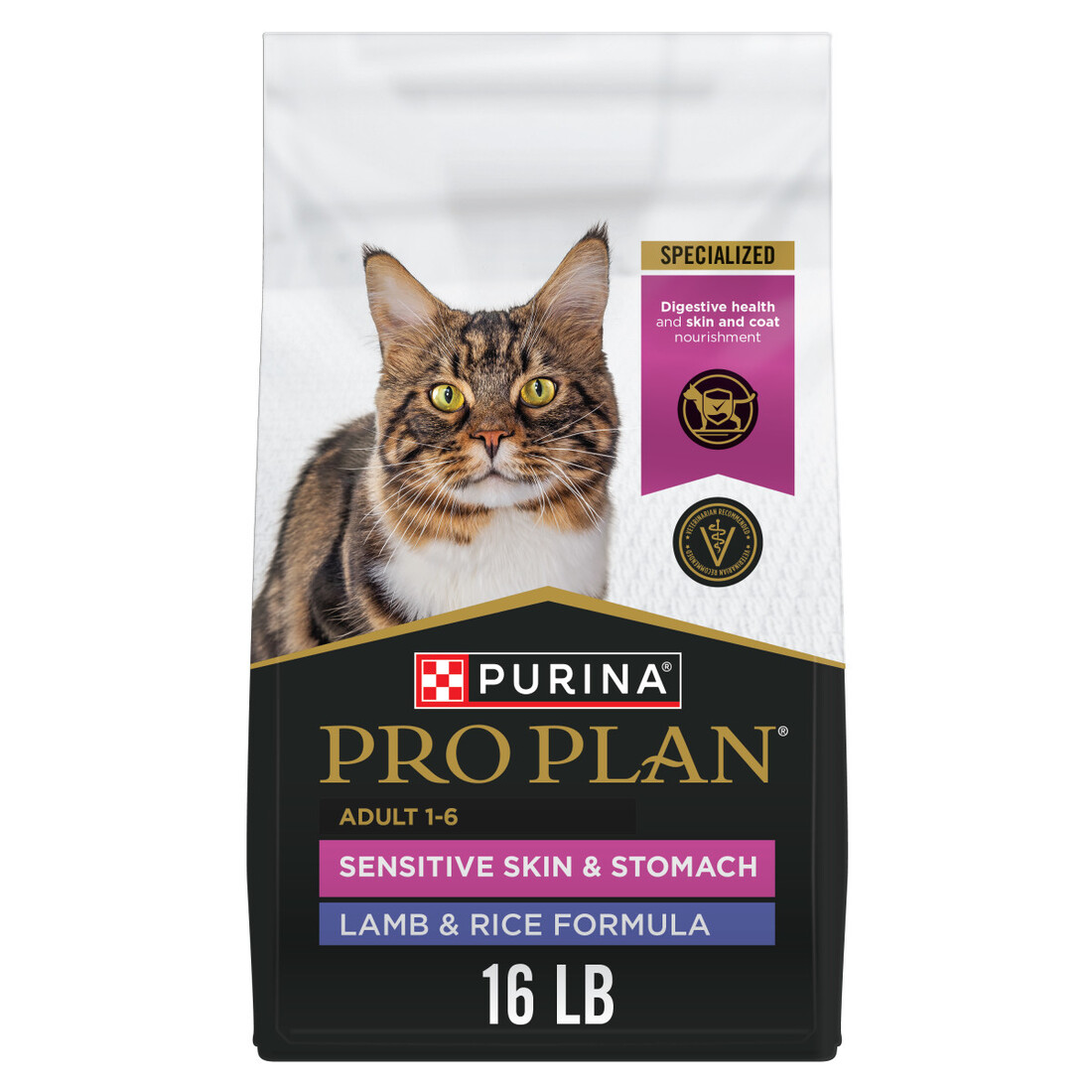 Purina Pro Plan High Protein Sensitive Skin & Stomach Dry Cat Food, Lamb & Rice Formula - Image 2