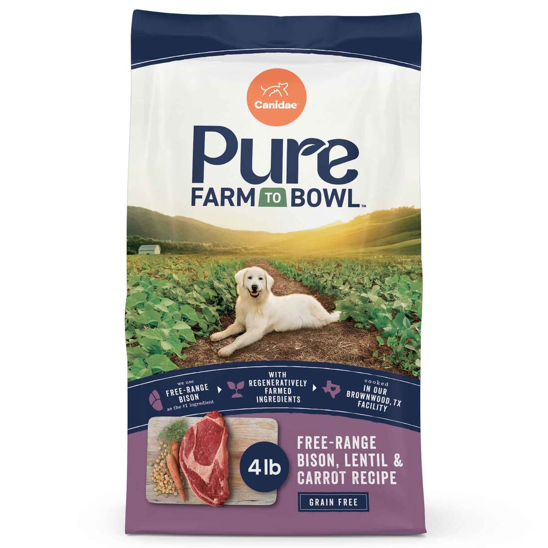 Canidae Pure Farm To Bowl Dry Dog Food, Free-Range Bison, Lentil & Carrot Recipe - Image 2