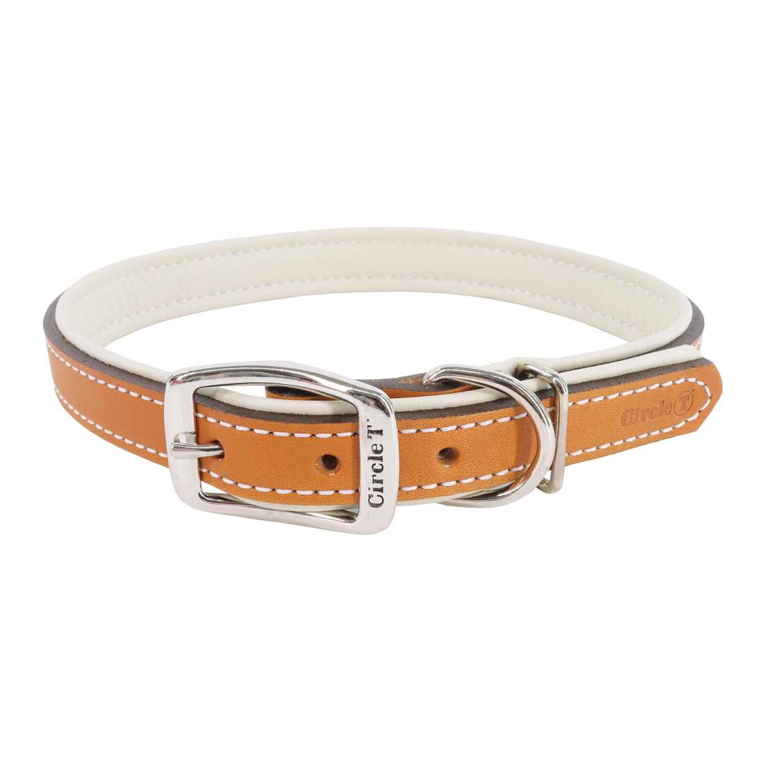 Circle T® Layered Fashion Leather Dog Collar, Tan & Cream - Image 2
