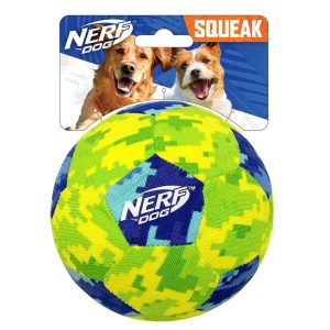 Nerf Airtuff Soccer Ball Dog Toy, Nylon, Blue/Green, 5 Inches