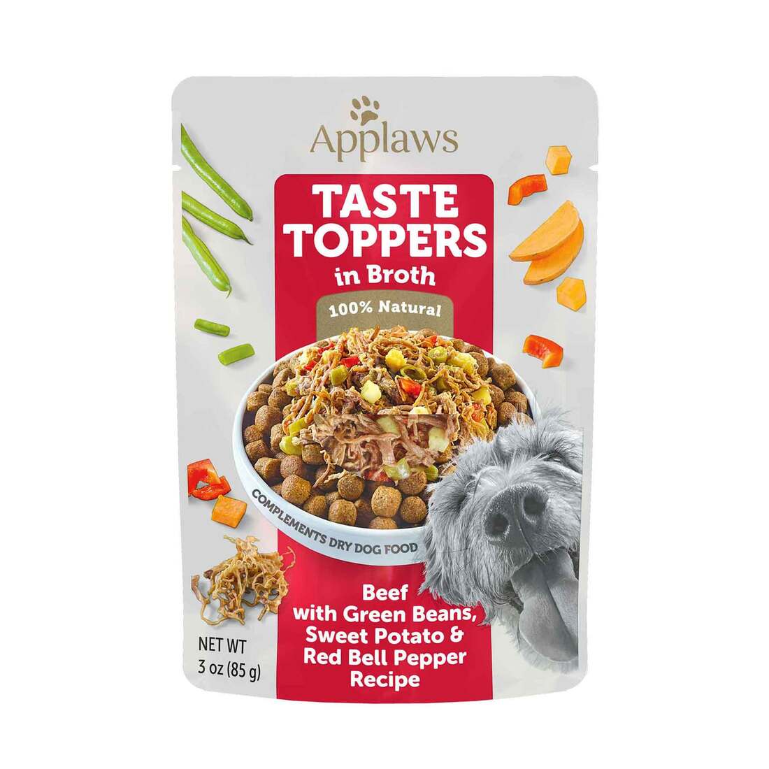 Applaws Dog Pouch, Beef with Green Beans, Sweet Potato & Red Bell Pepper in Broth, 3 Ounces